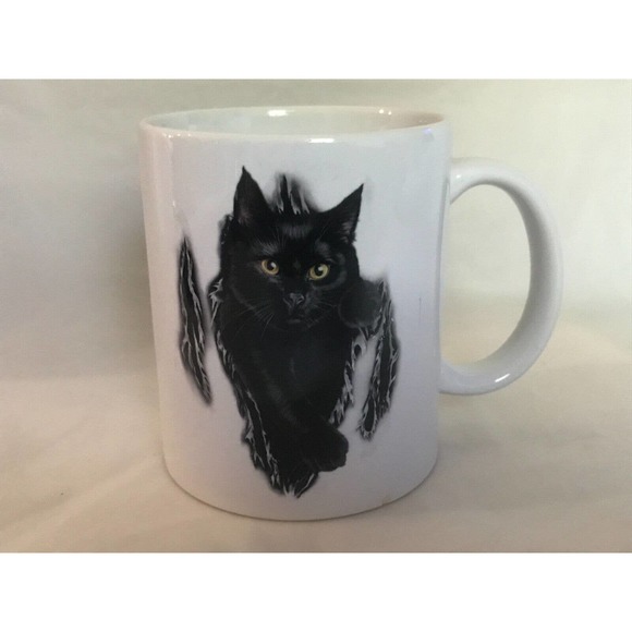 ORCA Coatings "Black Cat" coffee/tea white mug/Cup HTF - Picture 3 of 9